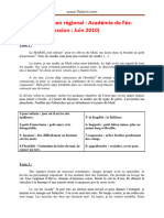 تصحيح الامتحان الجهوي السنة الأولى باكالوريا جميع الشعب مادة اللغة الفرنسية 2010 جهة فاس بولمان