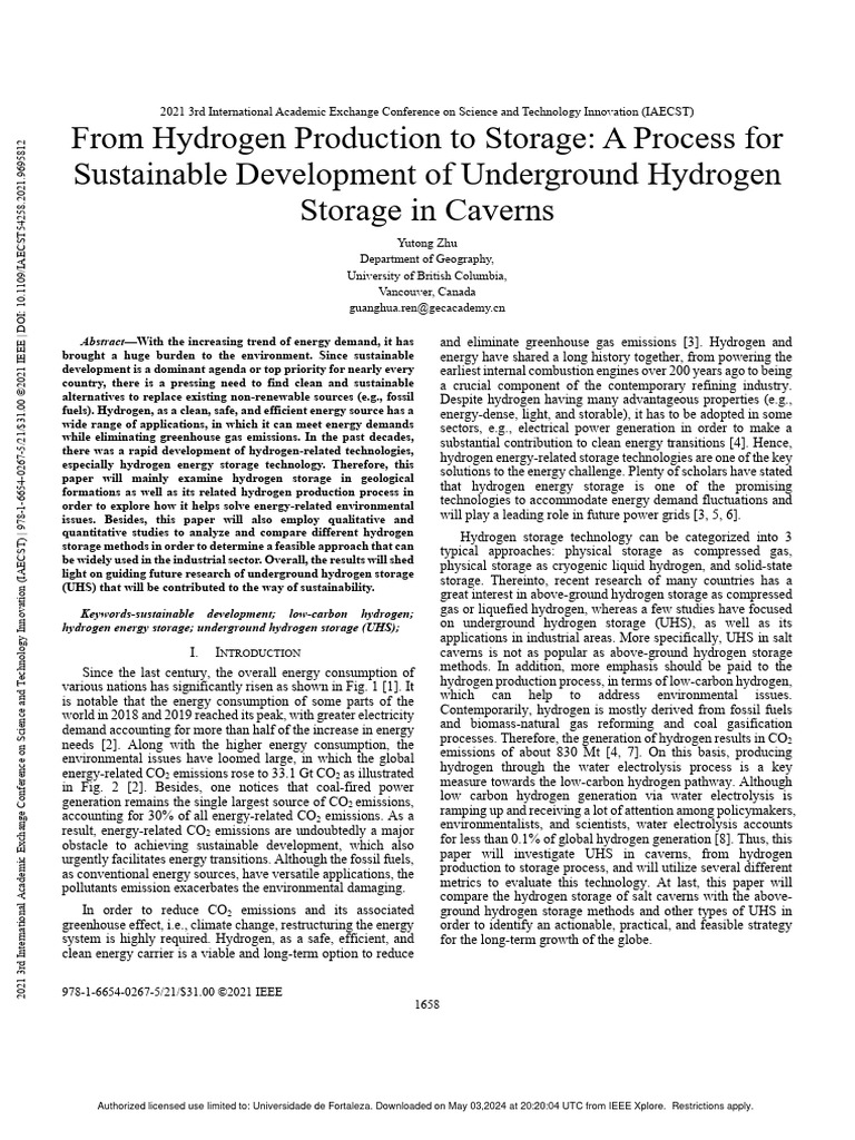 Sustainable Underground Hydrogen Storage | PDF | Natural Gas Storage ...