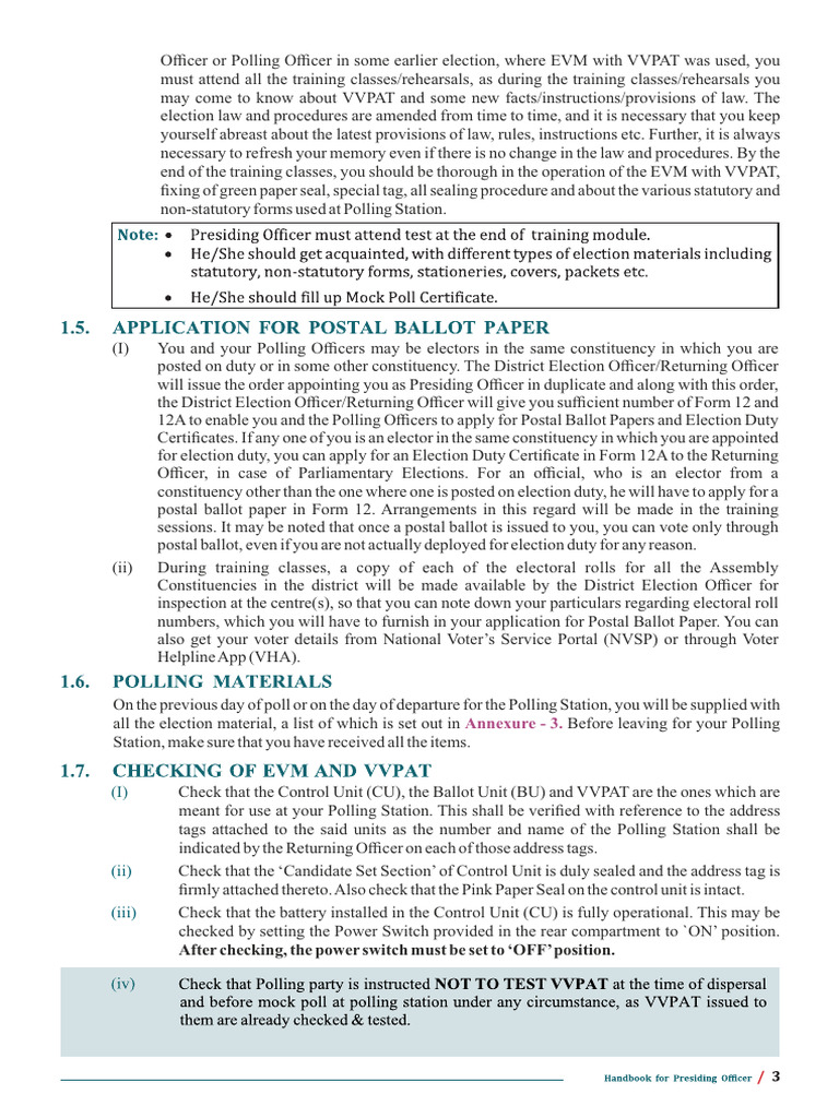 Presiding Officer Duties in Elections | PDF | Voting | Absentee Ballot