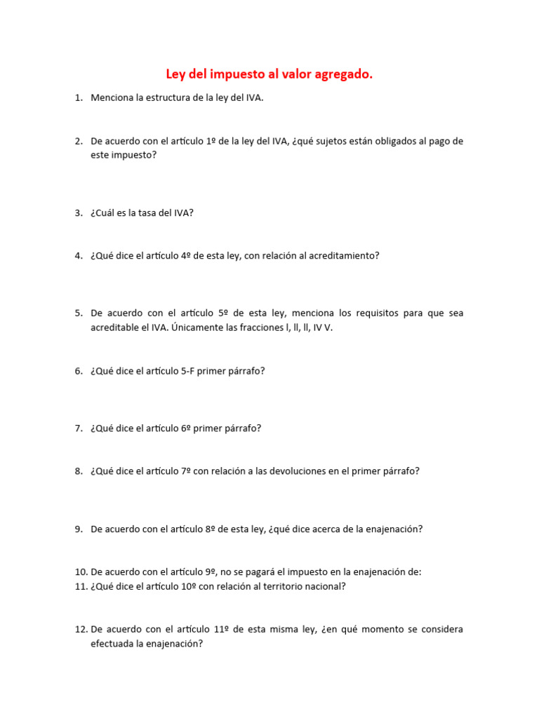 C4 Ley Del Impuesto Al Valor Agregado | PDF