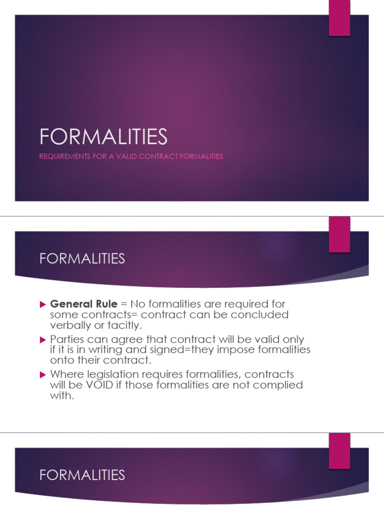 What Are Formalities In Law