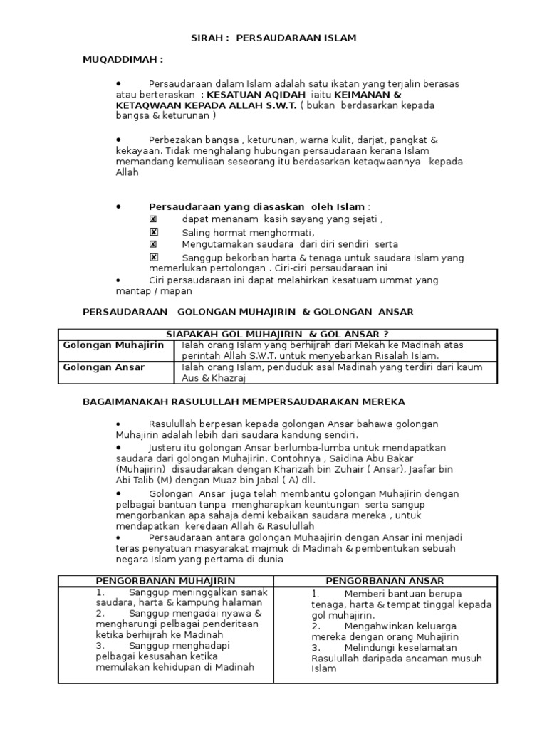 Sirah Persaudaraan Islam Pdf