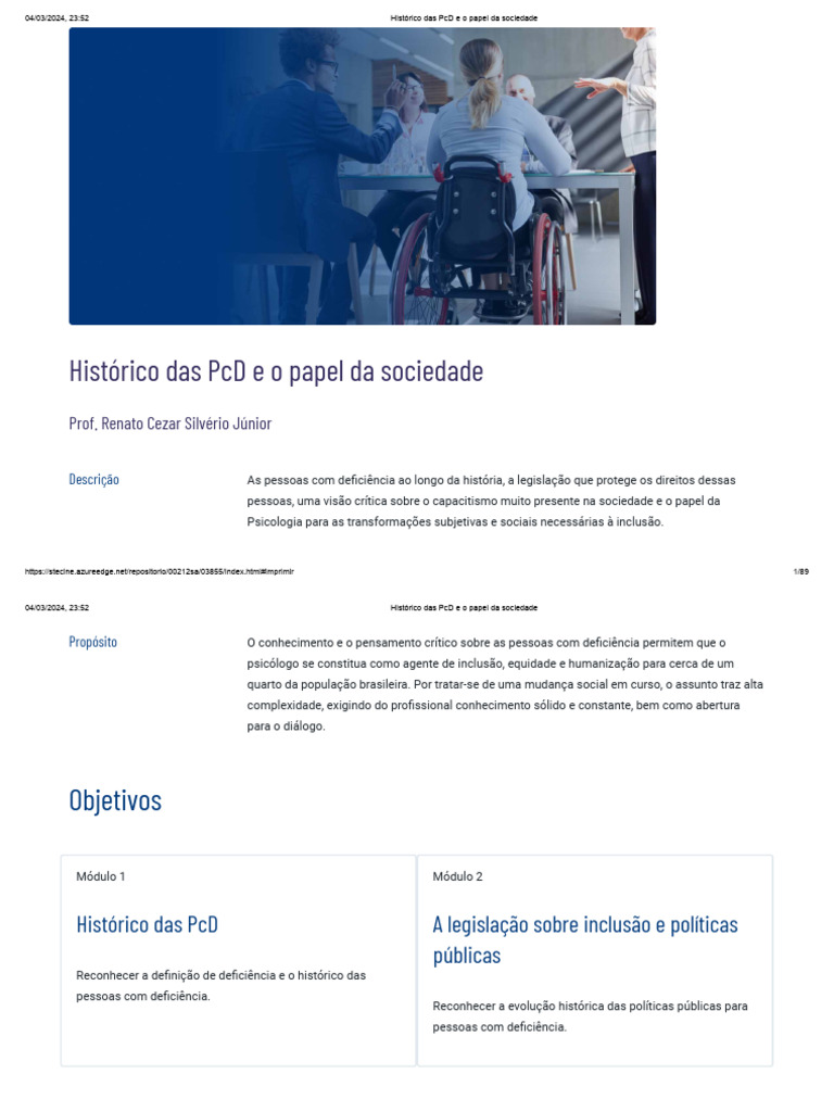 Acessibilidade e Inclusão das PcD | PDF | Deficiência | Sociologia