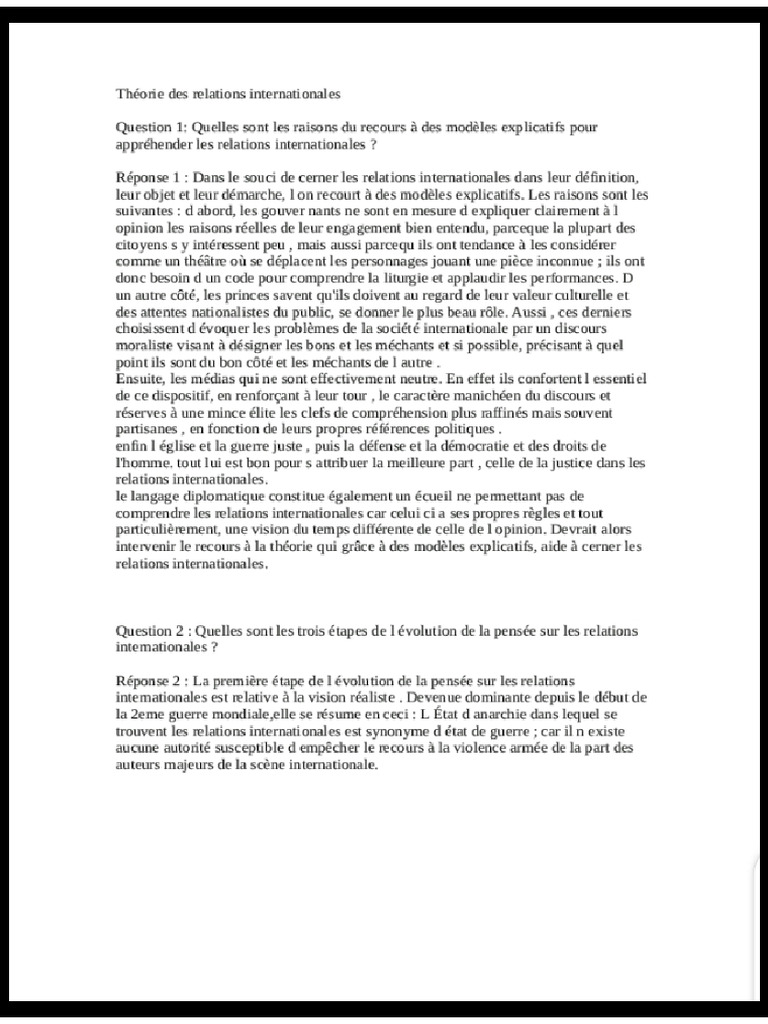 Théorie Des Relations Internationales | PDF