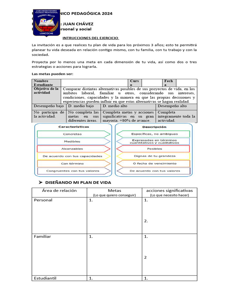 Plan de Vida: Metas y Estrategias 2024 | PDF | Crecimiento personal y ...