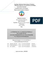 La Présence de La Langue Maternelle en Classe de Classe FLE Cas Des Enseignants Du Cycle Primaire À La Wilaya de Ghardaïa Ziane Meriem