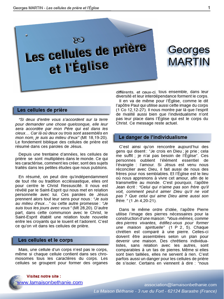 Les Cellules de Prière et l'Église | PDF | Église chrétienne | Saint-Esprit
