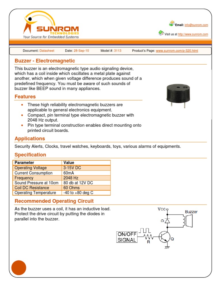 Buzzer Datasheet | Soldering | Inductor