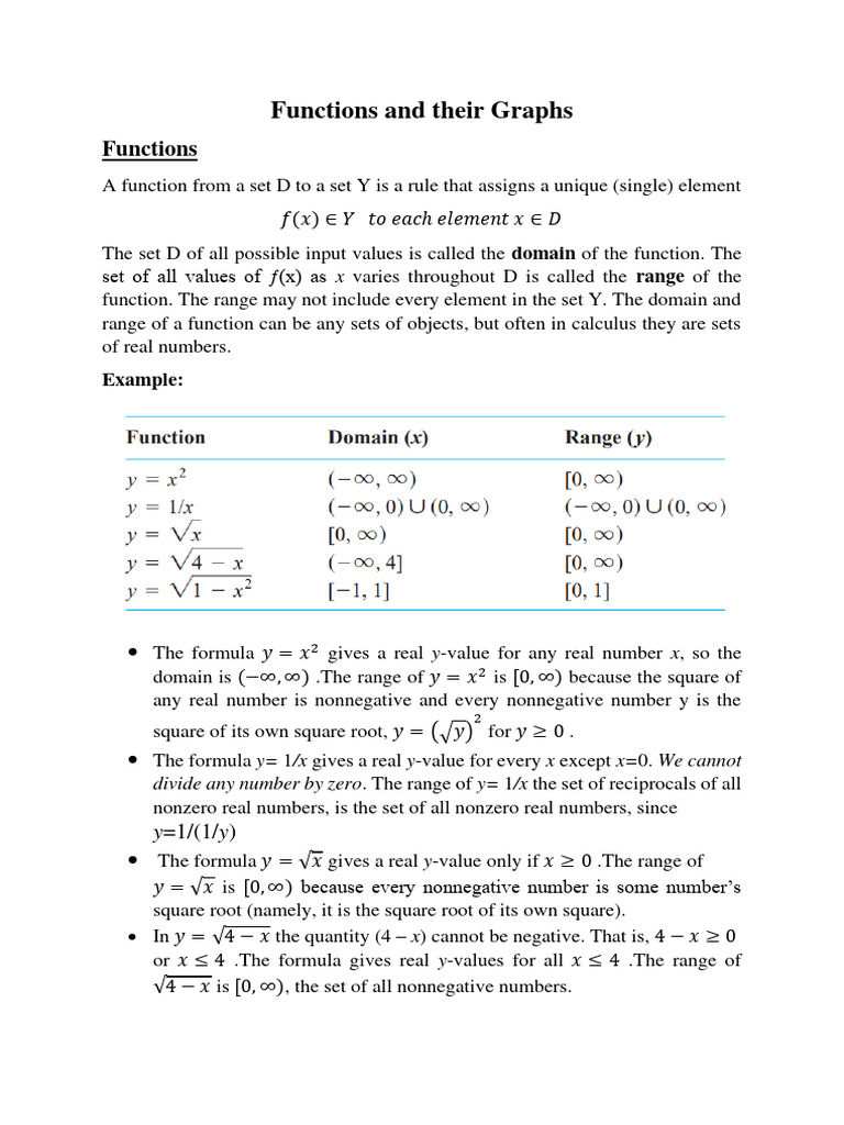 Function and their graphs | PDF | Function (Mathematics) | Elementary ...