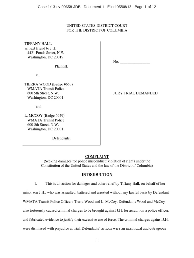 Police Misconduct Complaint: J.H. Case | PDF | Legal Remedy | Damages