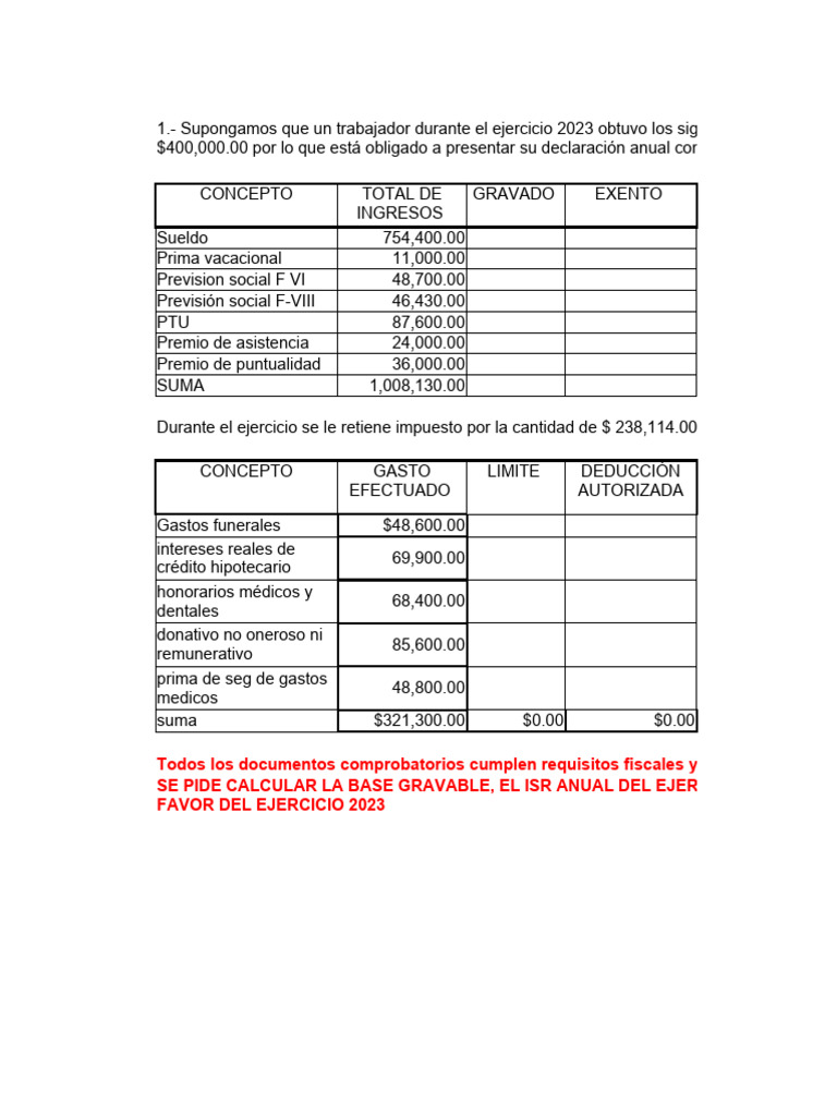 Cálculo ISR y Deducciones 2023 | PDF | Impuesto sobre la renta | Impuestos