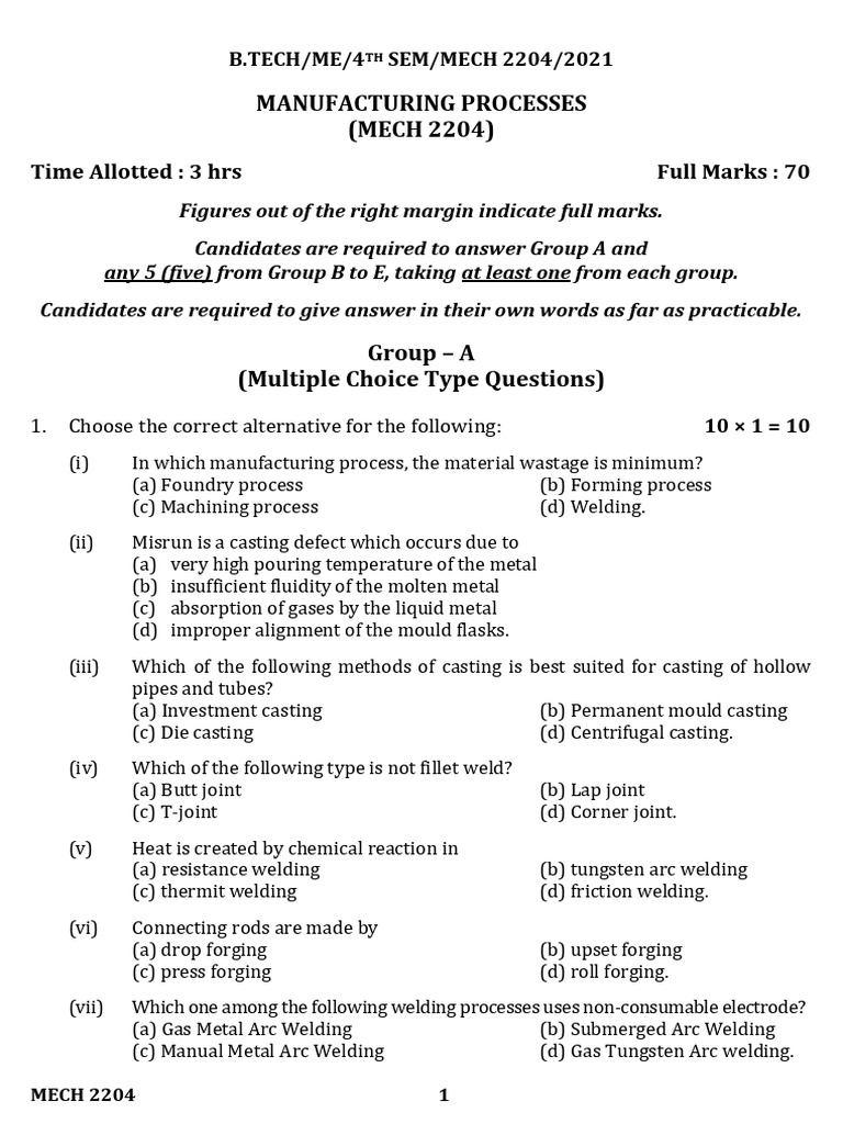 Manufacturing Processes Mech 2204 Download Free Pdf Welding