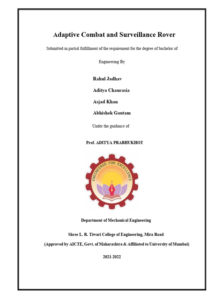 Adaptive Combat Rover Project Report | PDF