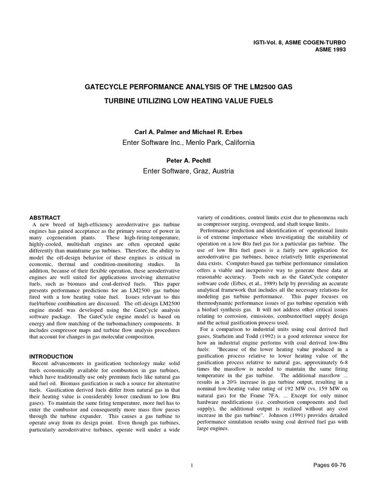 LM2500 Gas Turbine Performance Analysis | PDF | Gas Turbine | Gasification