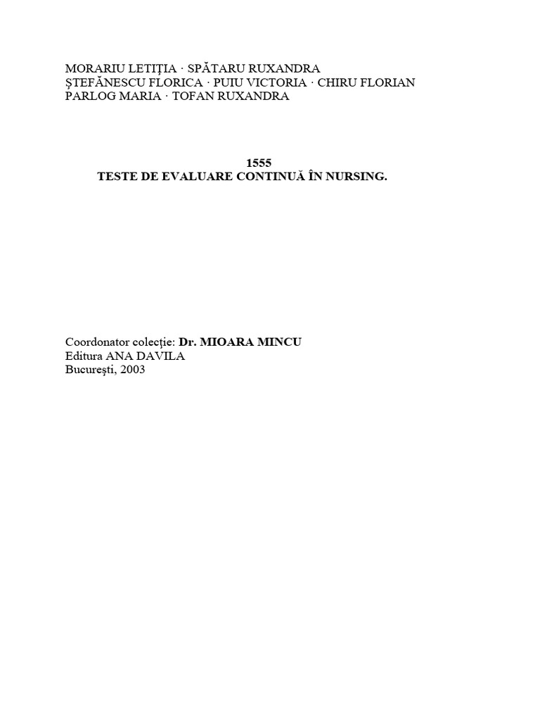 1555 Teste de Evaluare Continua in Nursing Word | PDF