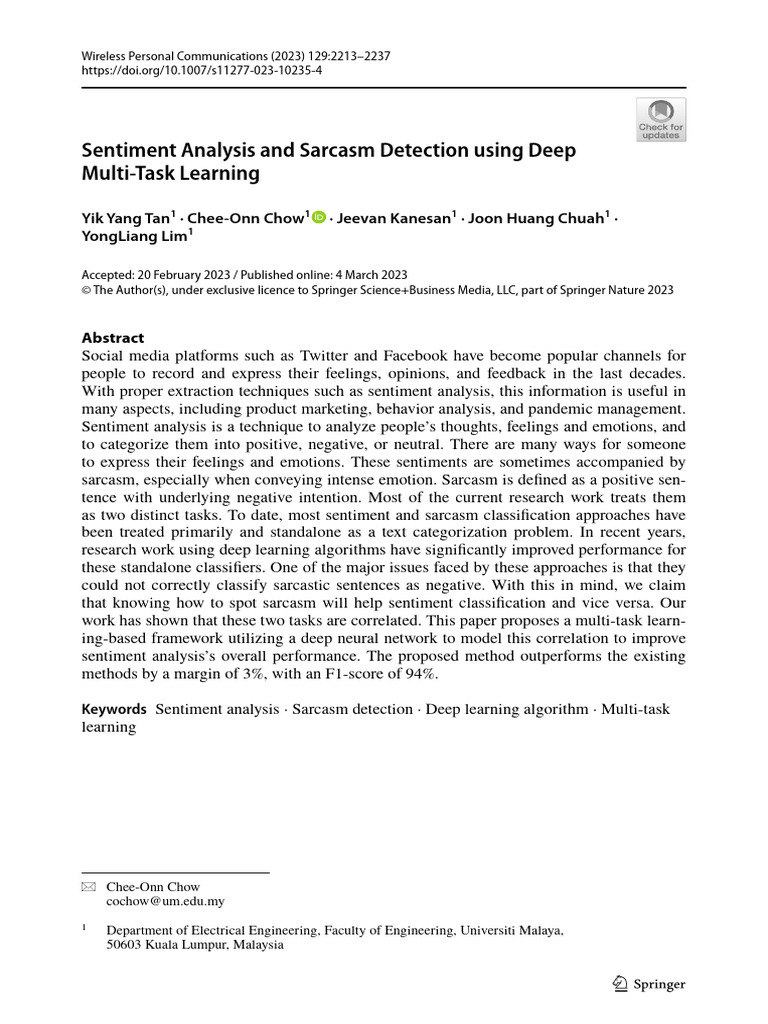 Deep Learning for Sentiment and Sarcasm Analysis | PDF | Deep Learning ...