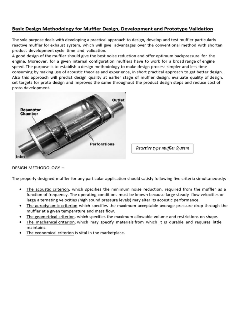 Basic Design Methodology For Muffler Des | PDF | Engines | Methodology