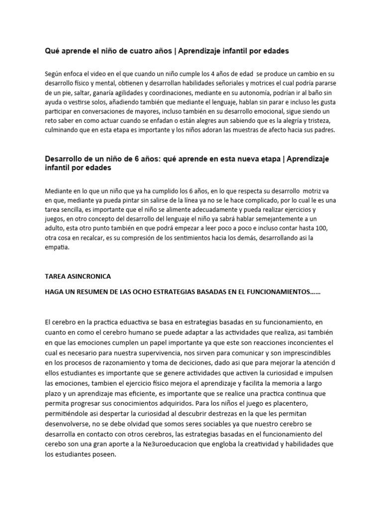 Qué Aprende El Niño de Cuatro Años | PDF | Aprendizaje | Las emociones