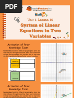 Unit 1-Lesson 10: System of Linear Equations in Two Variables