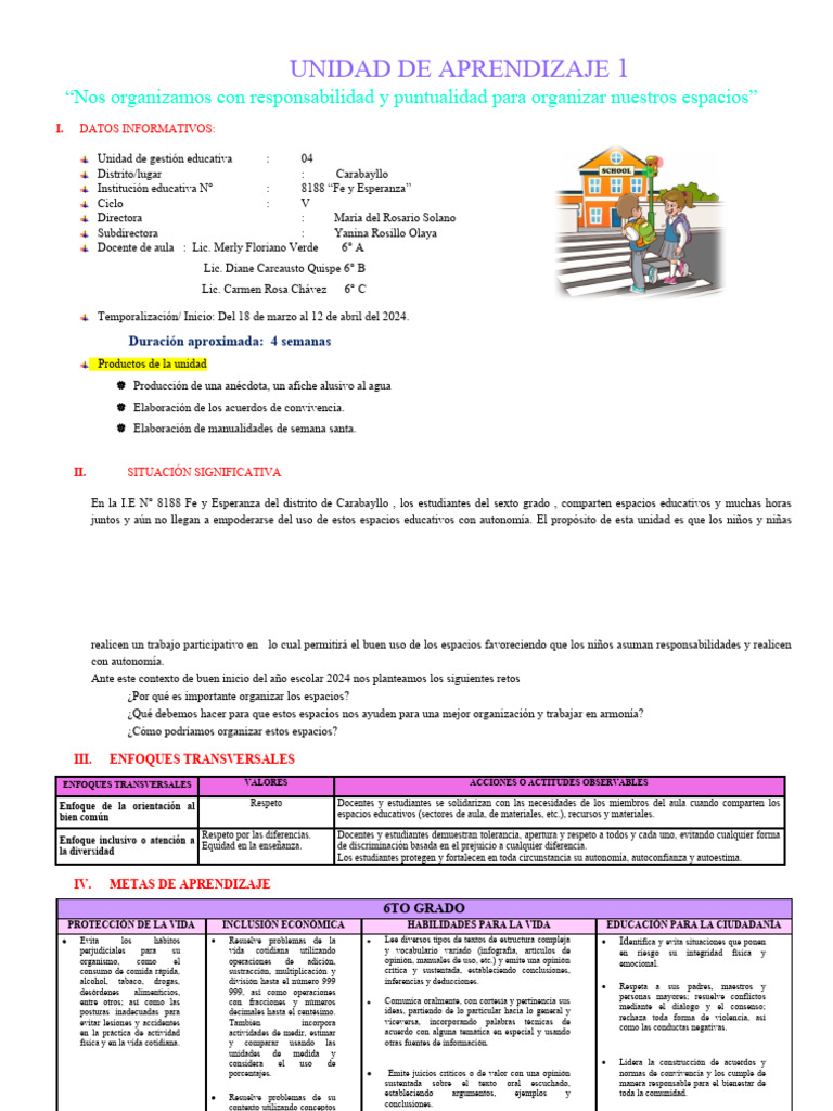 U 01 - 6° de Aprendizaje Marzo - Abril | PDF | Números | Decimal