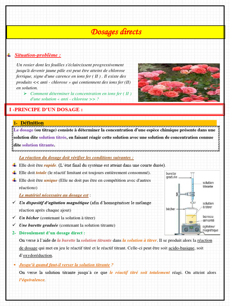 Dosage direct : principes et méthodes | PDF | Titrage | Chimie
