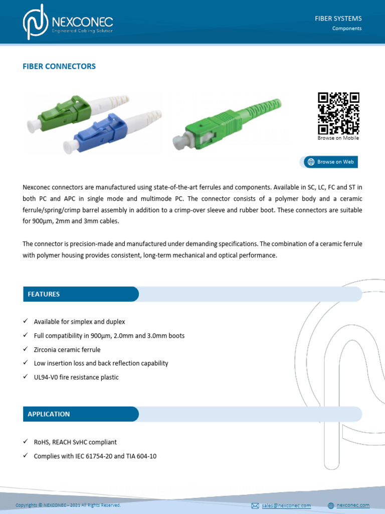 fiber-connectors | PDF | Electrical Connector | Electronics
