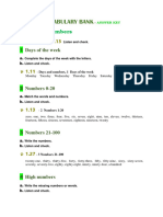 Vocabulary Bank A1 Answer Key