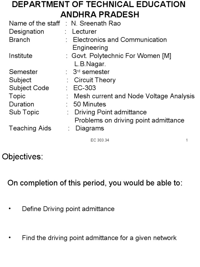 EC303 | PDF | Network Analysis (Electrical Circuits) | Electronic ...