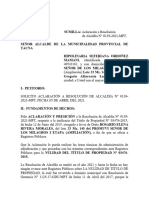 Aclaracion A Resolucion de Alcadia (Hipolinaria) 2023
