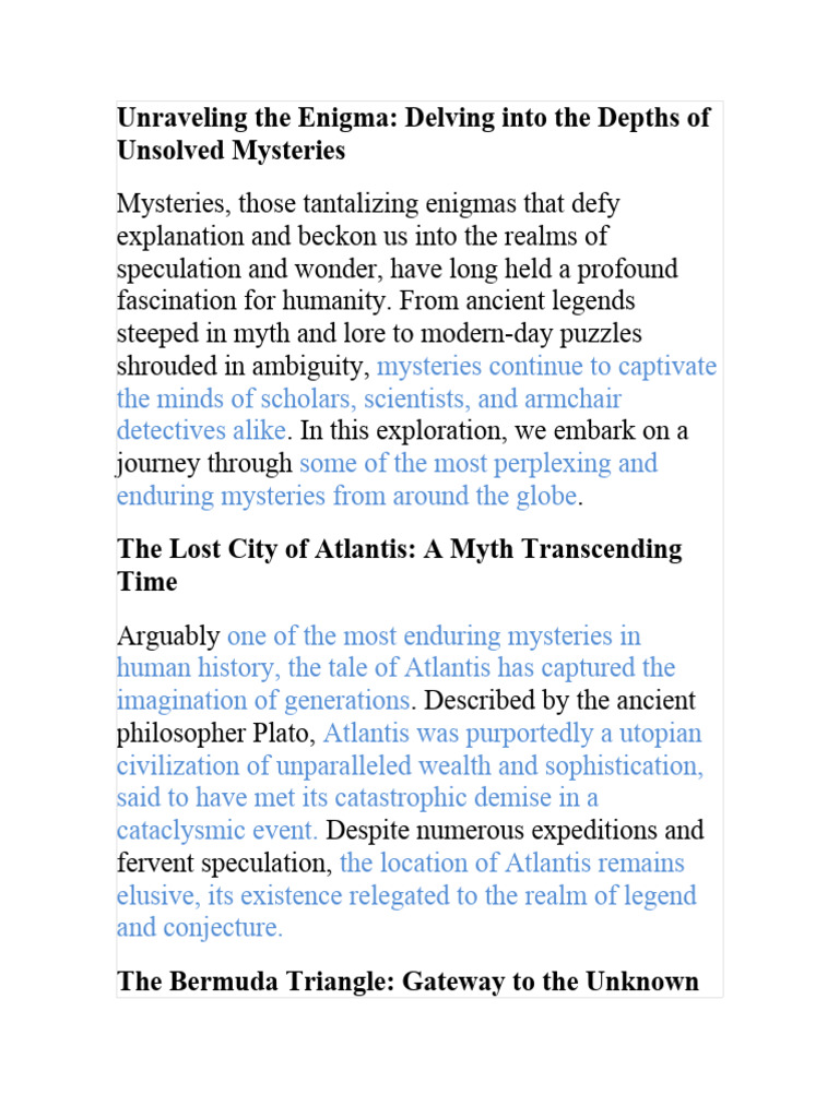 RC Mysteries Unraveling The Enigma | PDF | Atlantis | Cryptozoology