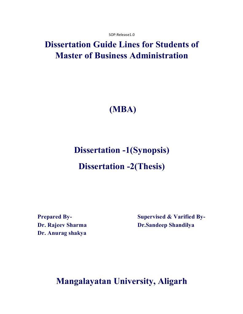Final Sop of Dissertation | Thesis | Data Analysis