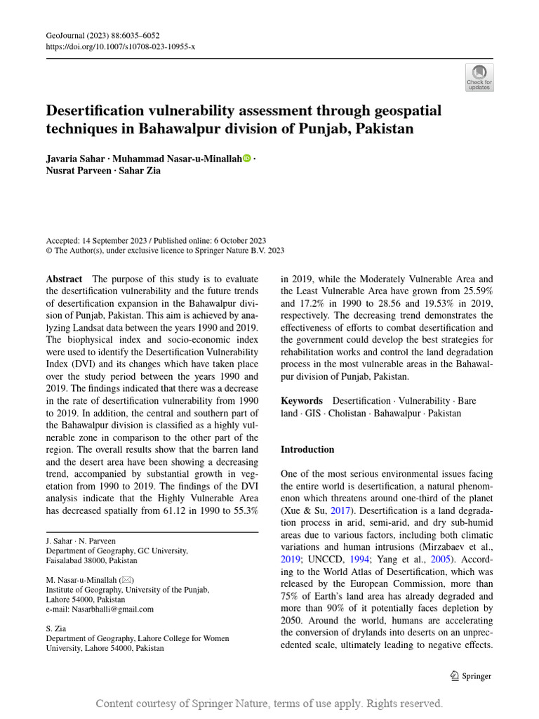 Desertification Vulnerability in Punjab | PDF | Satellite Imagery | Soil