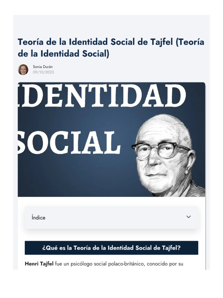 Teoría de la Identidad Social de Tajfel | PDF | Grupo social ...
