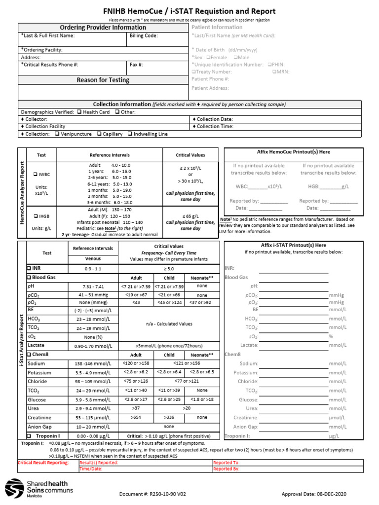 HemoCue i-STAT Requisition Guide | PDF | Medical Specialties | Clinical ...