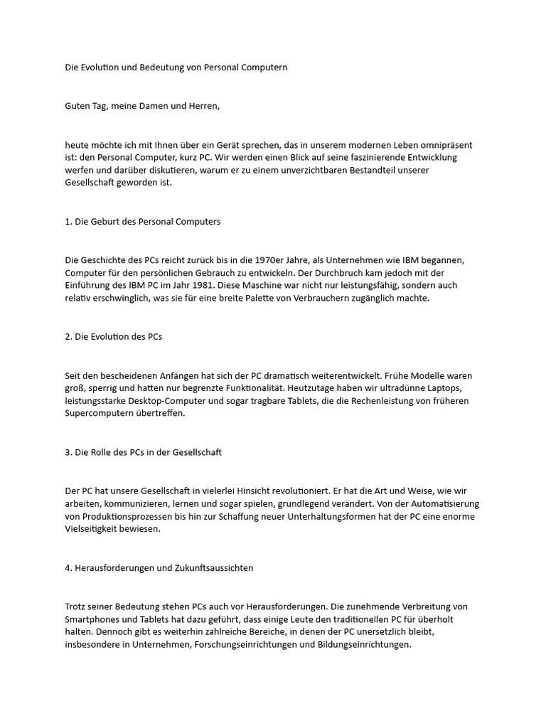 Die Evolution Und Bedeutung Von Personal Computern | PDF