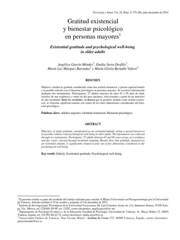Gratitud y bienestar en adultos mayores | PDF | Gratitud | Las emociones