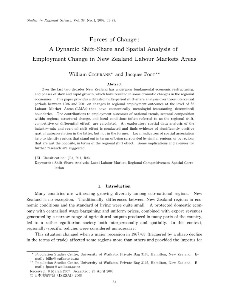 NZ Employment Shift-Share Analysis | PDF