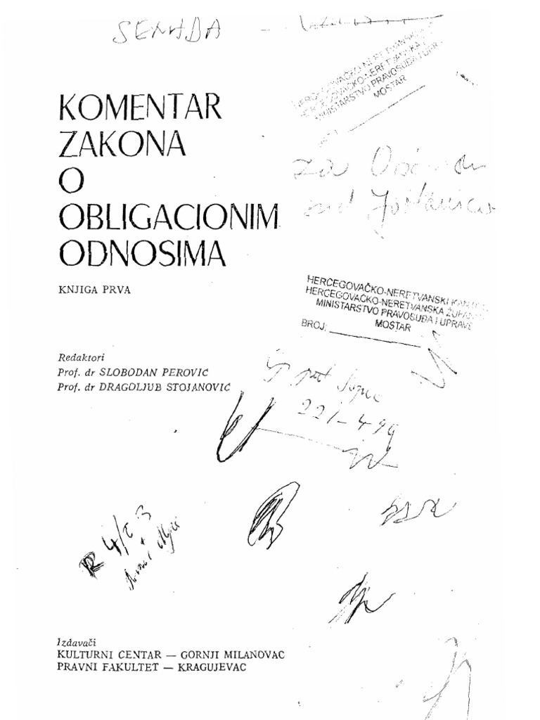 komentar zakona o obveznim odnosima pdf