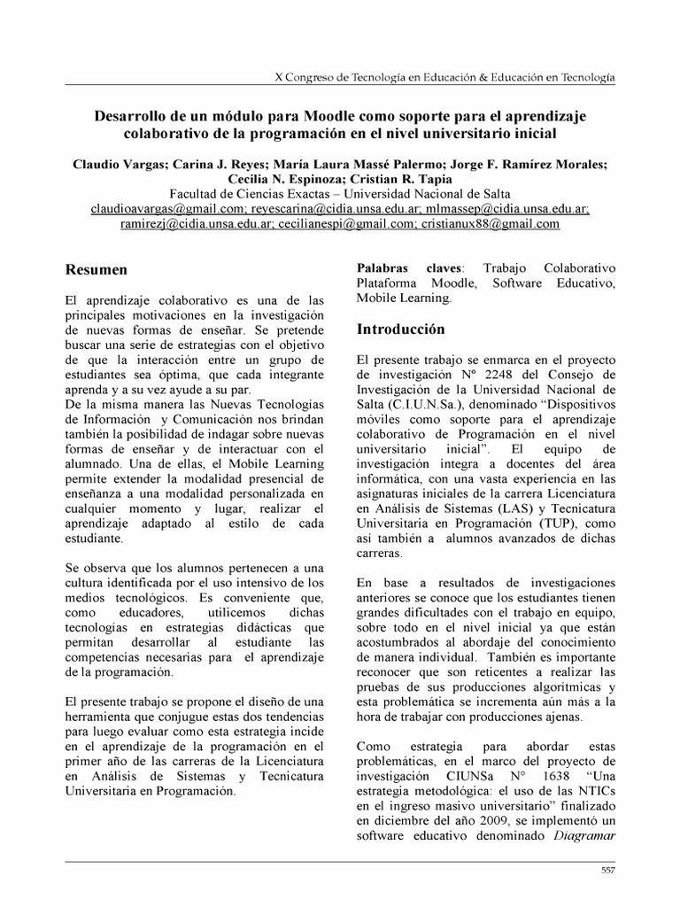 Módulo Moodle para Aprendizaje Colaborativo | PDF | Moodle | Software