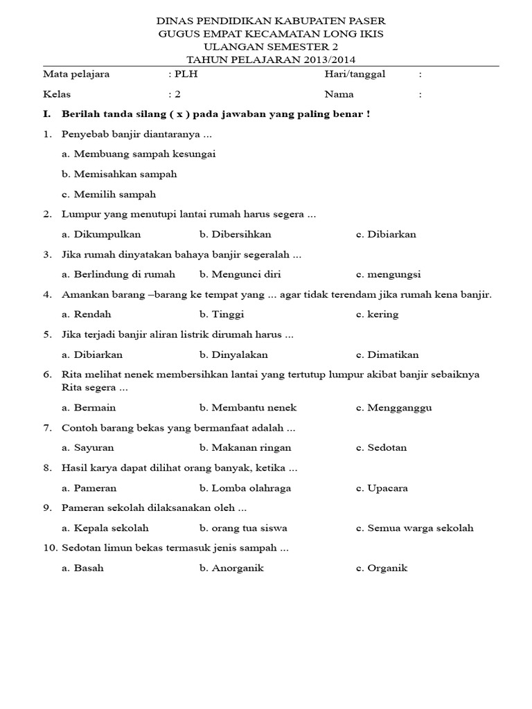 Soal Plh Kelas 2 Pdf