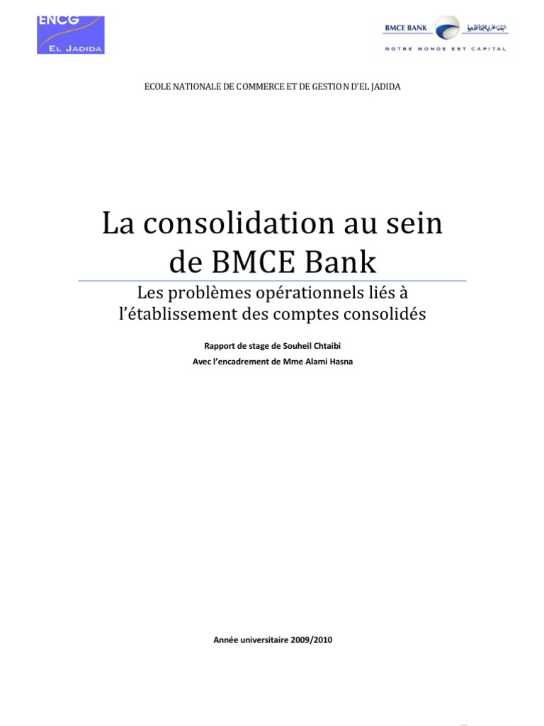 La Consolidation Au Sein de BMCE Bank | PDF | Normes internationales d ...