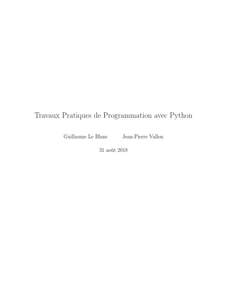 TP Python : Initiation à la Programmation | PDF | Python (Langage de ...