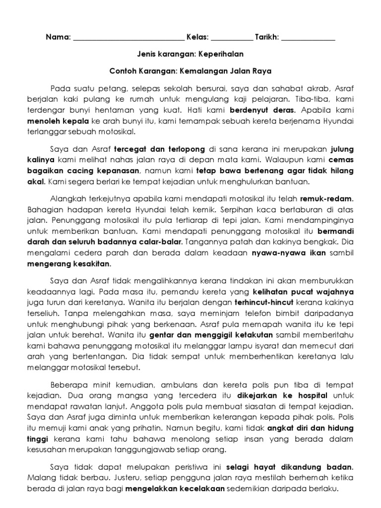 Contoh Karangan Keperihalan - Zentoh