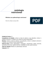 Métodos em Epidemiologia Nutricional