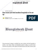 Four More 500-Bed Modern Hospitals To Be Set Up - Bangladesh Post