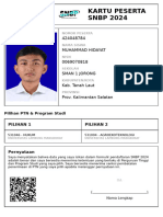 Kartu Peserta SNBP 2024: 424048784 Muhammad Hidayat 0069070818 Sman 1 Jorong Kab. Tanah Laut Prov. Kalimantan Selatan