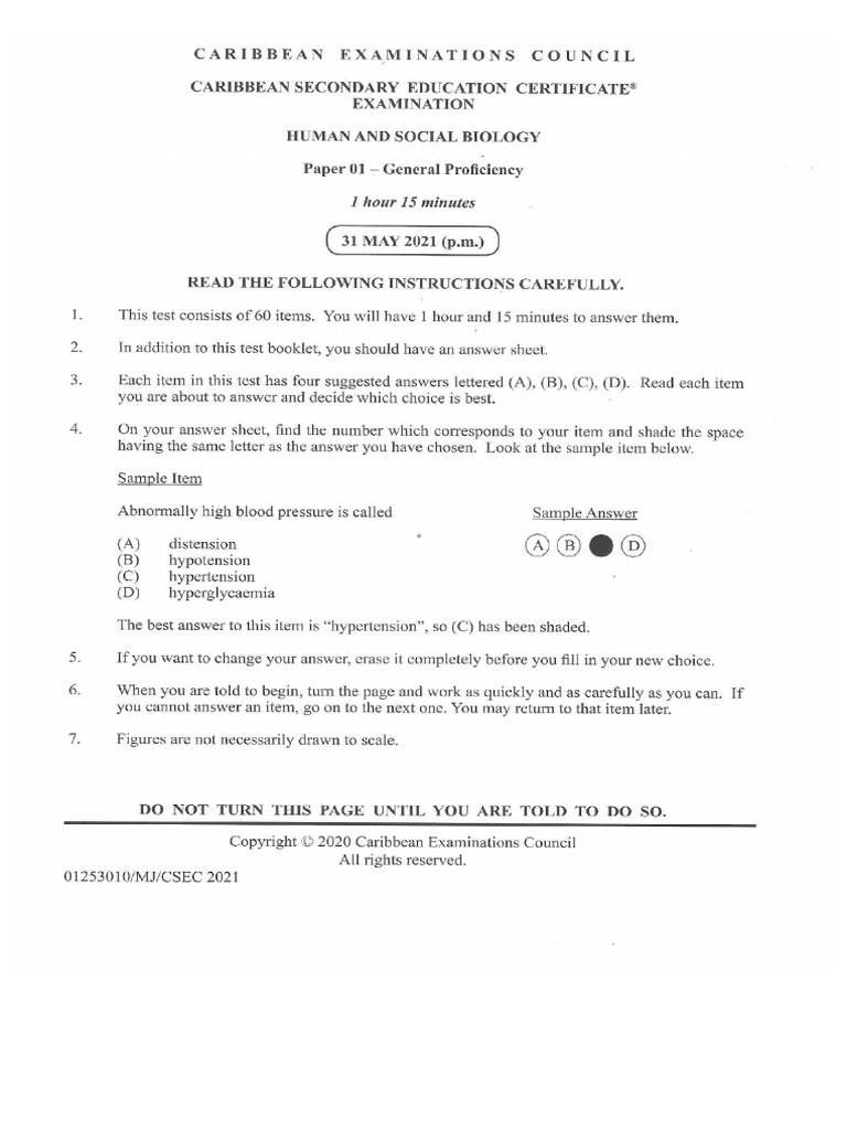 Csec hsb june 2021 paper 1 pdf