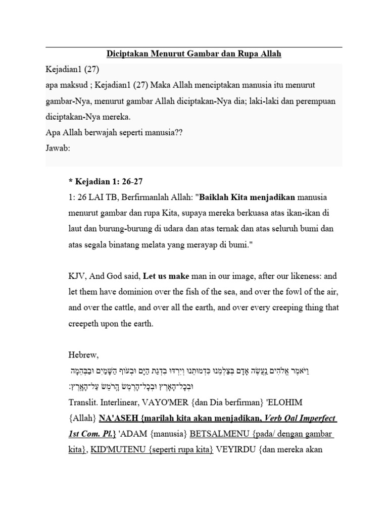 Diciptakan Menurut Gambar Dan Rupa Allah | PDF