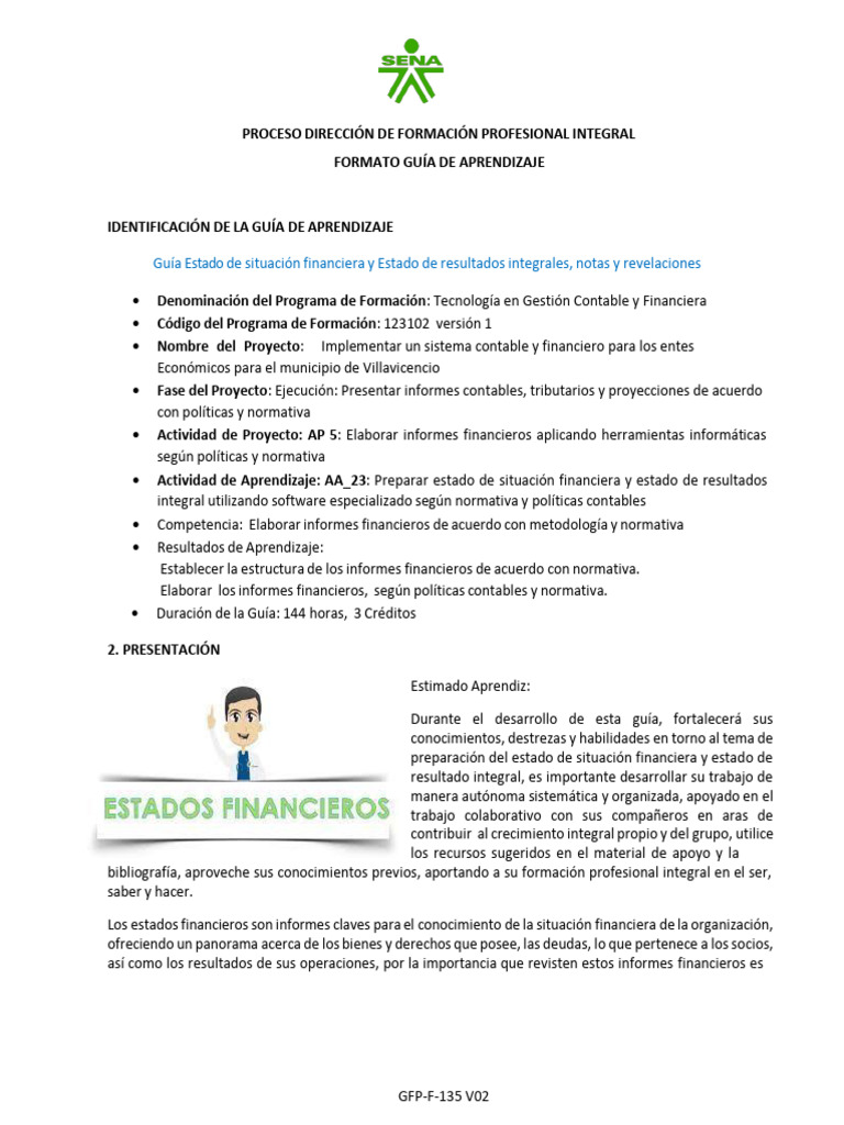 1.-Guía Estados Financieros | PDF | Estado financiero | Contabilidad